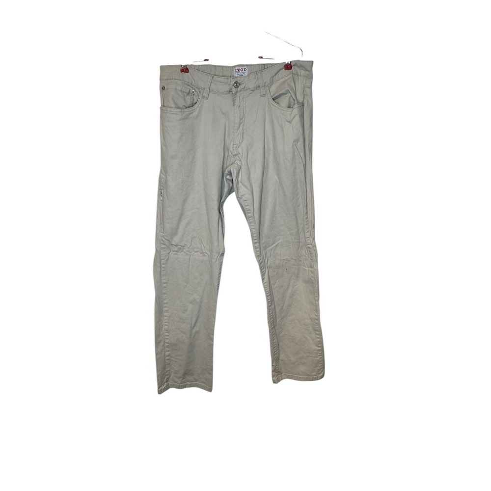 Izod Men Pants Straight Comfort Fit High-Rise Relax Stretch Light Tan Size 36x32